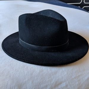 Brixton black wool "Messer" fedora, size 7/small
